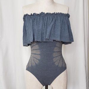 NWT Chaser Strapless Tie Dye Medium Heather Grey Bodysuit Size Small